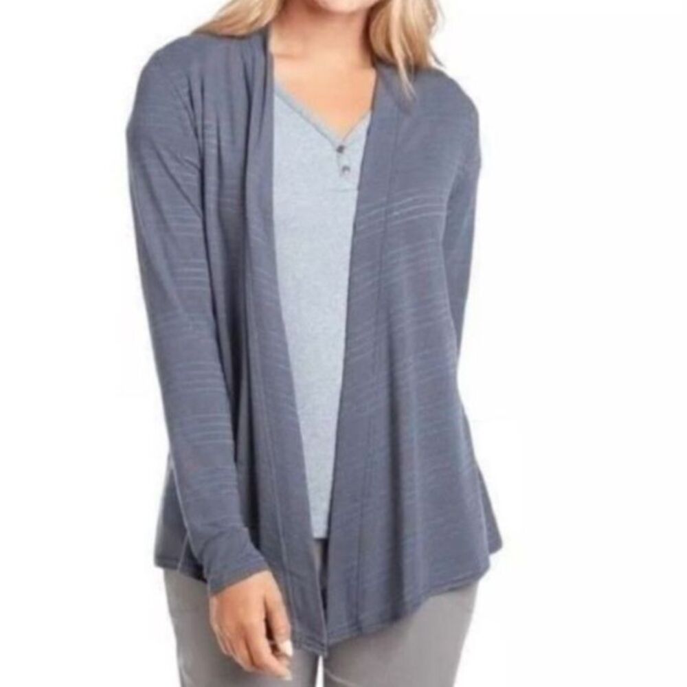 Kühl NWOT Women's Blue-Gray Striped Open Front LS Cardigan Topper Size S